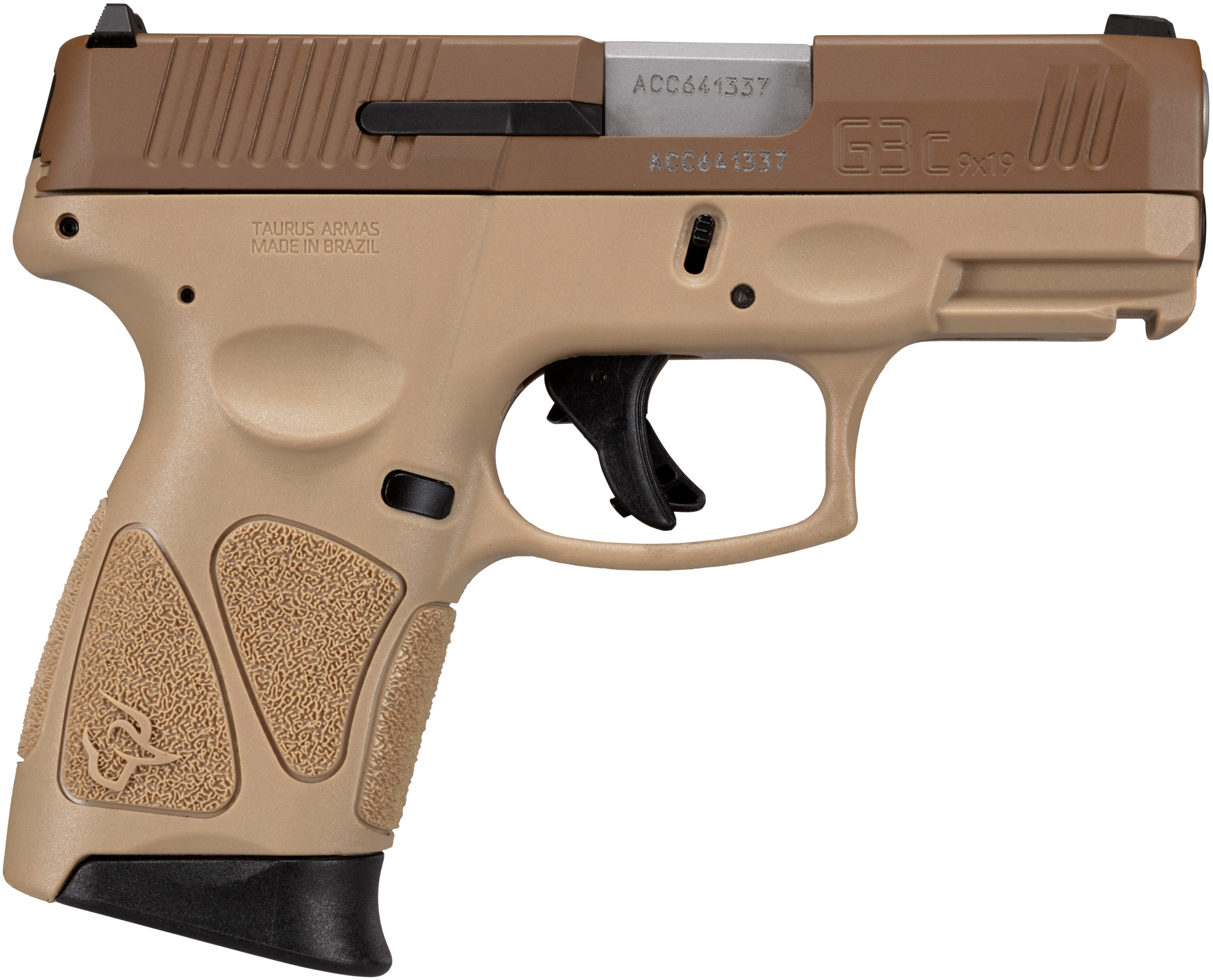 Taurus G3C Pistol 1-G3C93ET-MA, 9mm, 3.2in, Tan Polymer Grips, 10 Rds