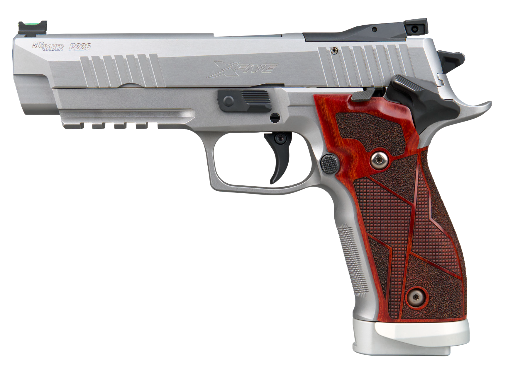 Sigarms P226 XFive Classic Optic Ready Pistol 226X59XTMSAO10, 9mm, 5in, Hogue Cocobolo Grips, Stainless Finish, 20 Rds