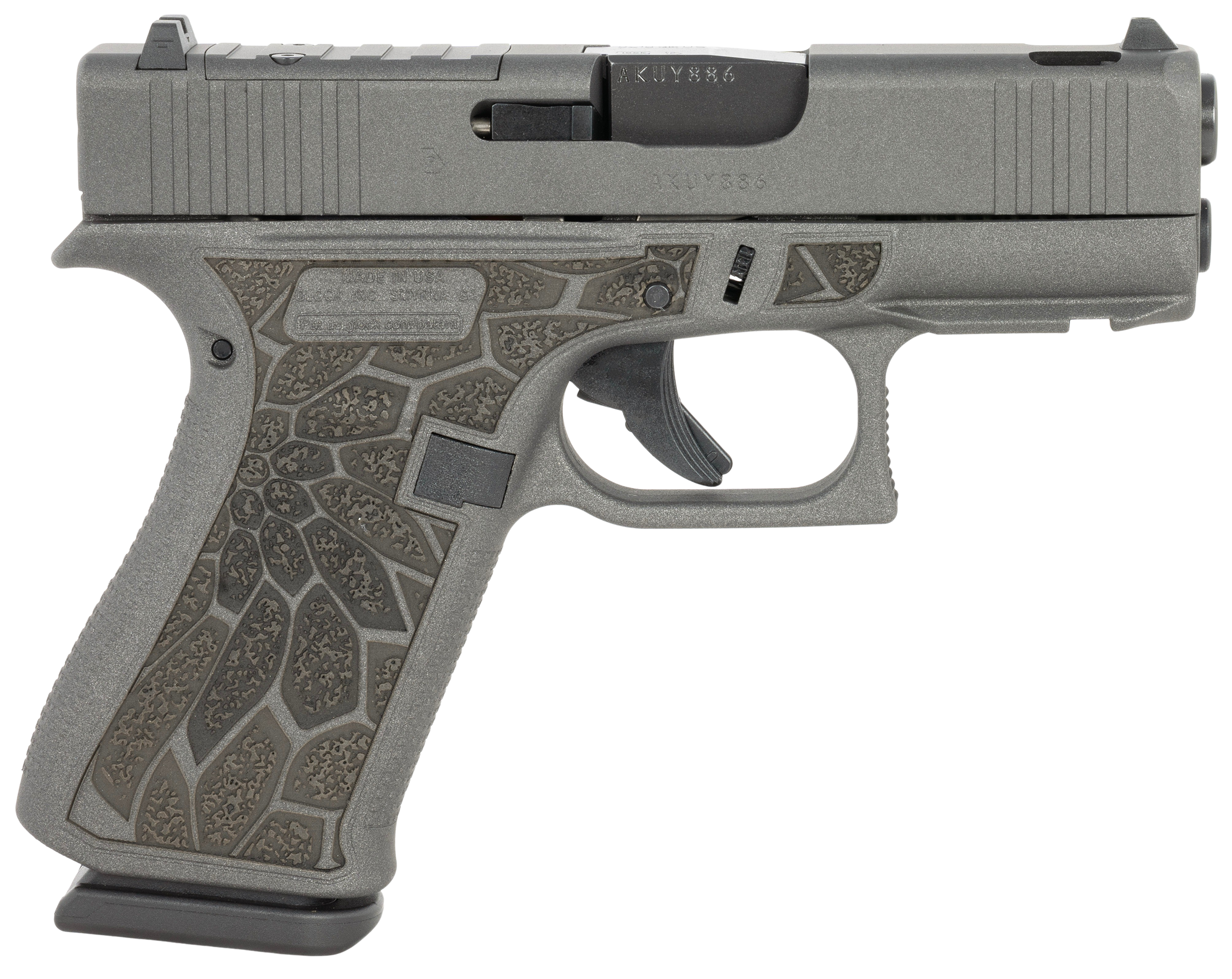 Glock G43X MOS Optic Ready Pistol UX4350204NCRUPCOB, 9mm, 3.41in, Black/Cobalt Textured Grips, Cobalt Cerakote Finish, 10 Rds