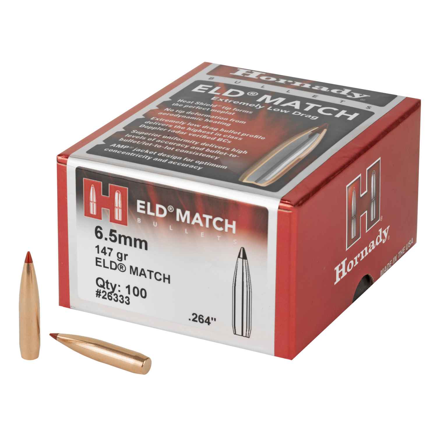 HORNADY ELD-M, .264 DIAMETER, 6.5MM, 147 GRAIN, BALLISTIC TIP, 100 COUNT