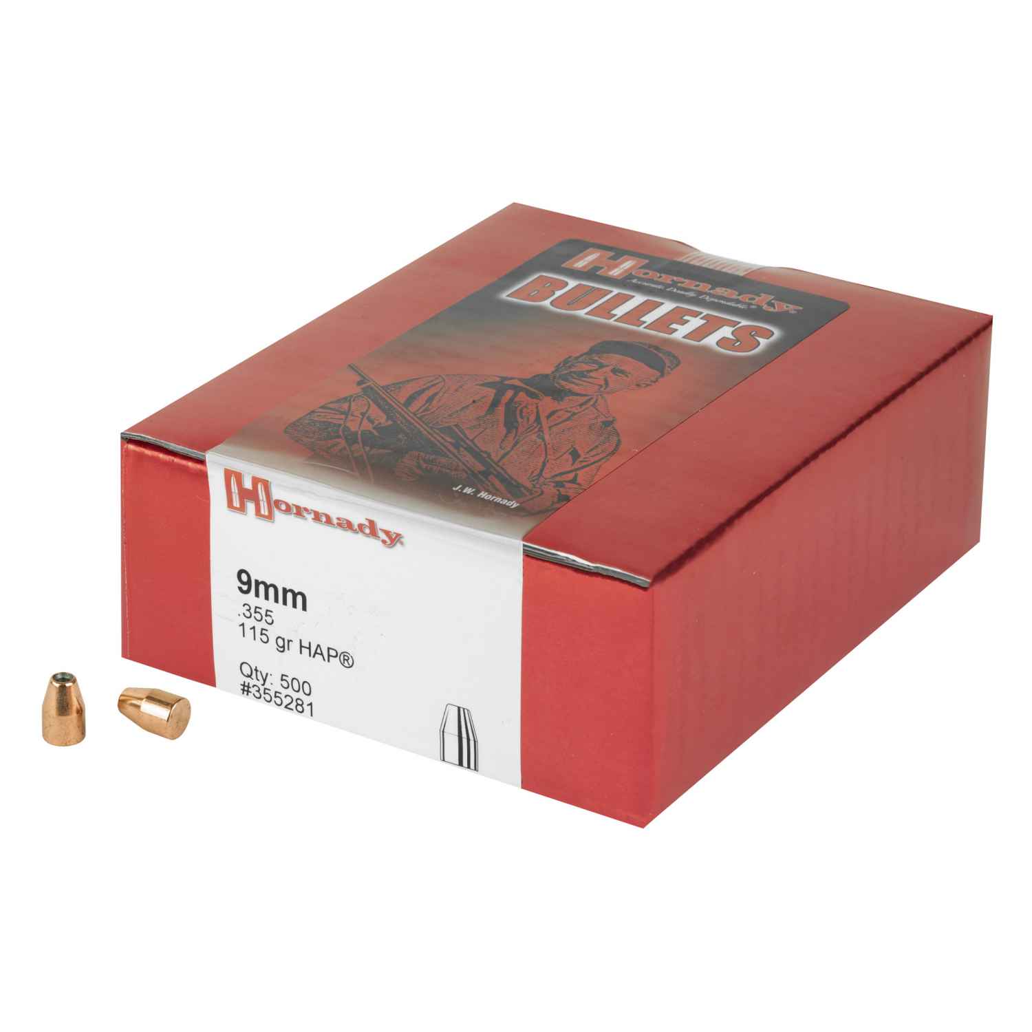HORNADY HAP, .355 DIAMETER, 9MM, 115 GRAIN, HOLLOW POINT, 500 COUNT