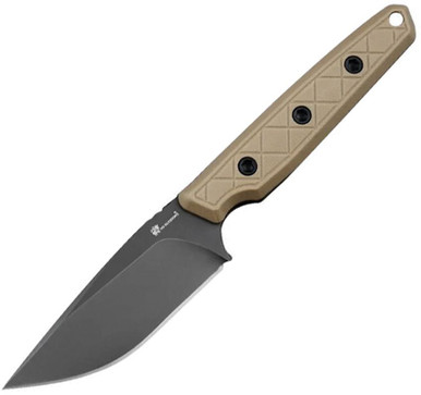 HX Outdoors Maverick Fixed Blade Knife 3.86" 14C28N Titanium Coated Tan G10 Handle - D-354B