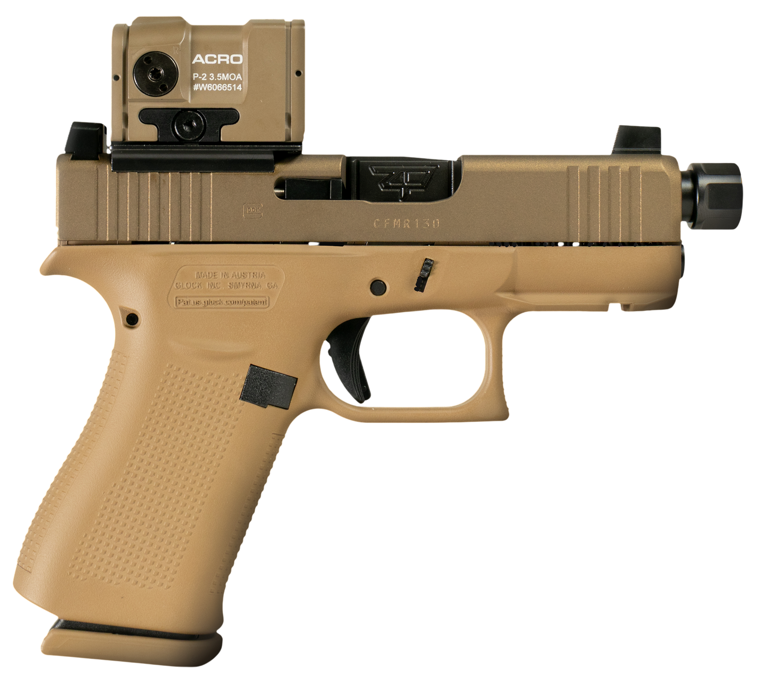 Glock G43X MOS w/Aimpoint Pistol UX4350204NFRHACRO, 9mm, 3.41in, Textured Polymer Grips, Flat Dark Earth Cerakote Finish, 10 Rds