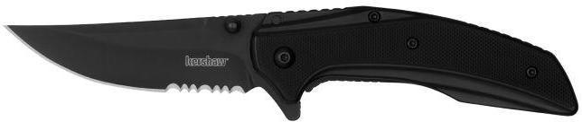 Kershaw Outright Folding Knife, Serrated Black Blade, Black Handle (8320BLKST)