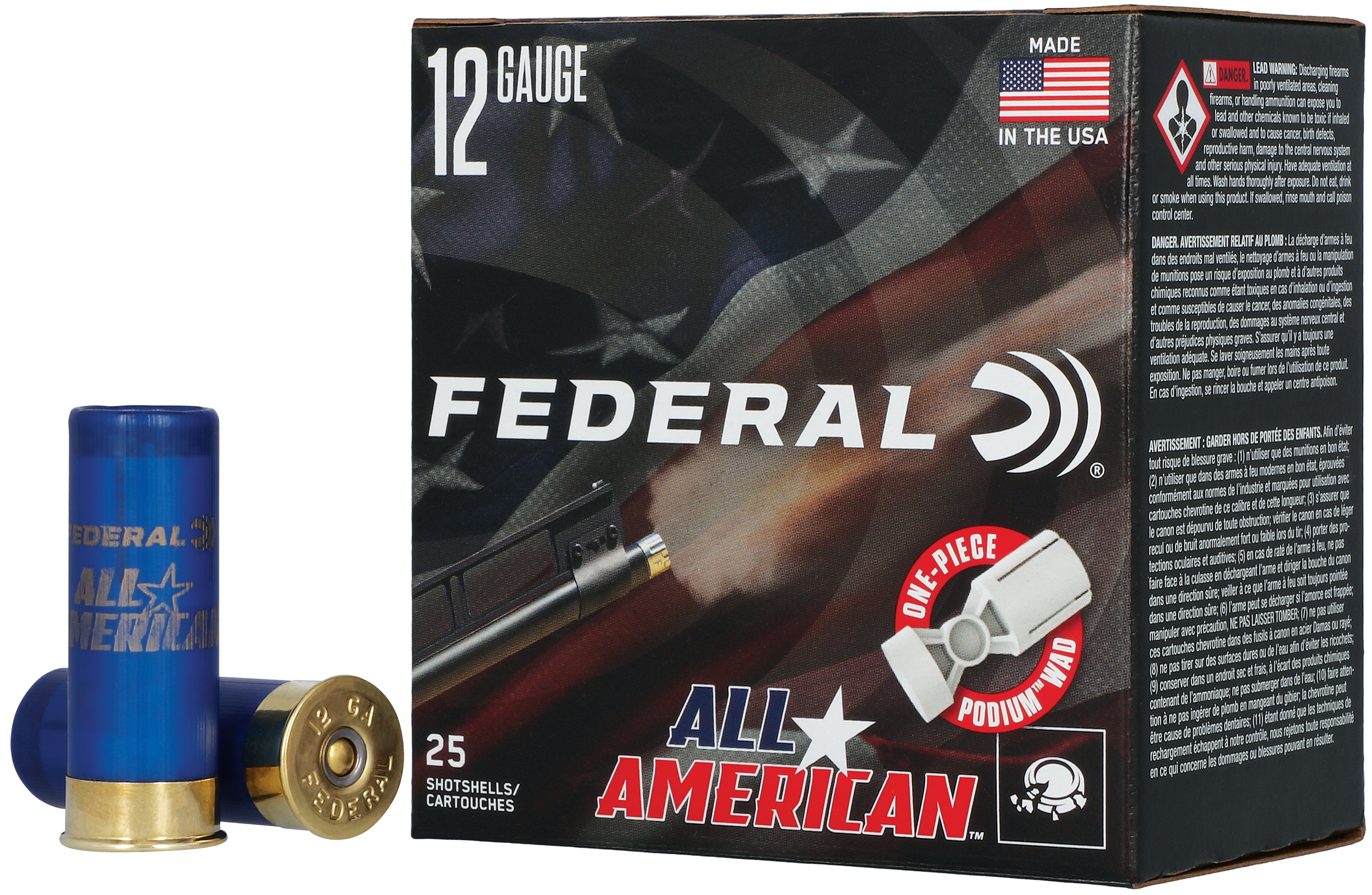 Federal Cartridge All-American FAA12H75, 12 Gauge, 2-3/4", 1 1/8 oz, 1200fps, 7.5 Shot, 25 Rd/bx