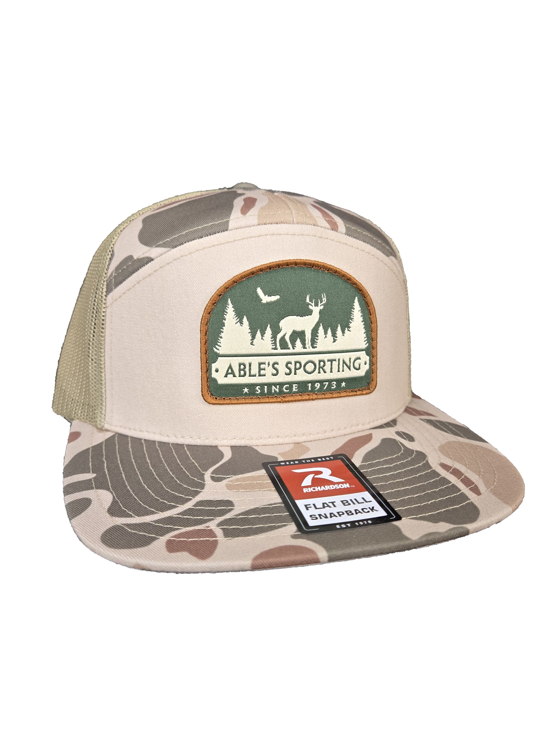Able's Cap Harvest Duck Camo, Sandstone Mesh Richardsons 168P Printed 7 Pannel Trucker Hat (AC032)