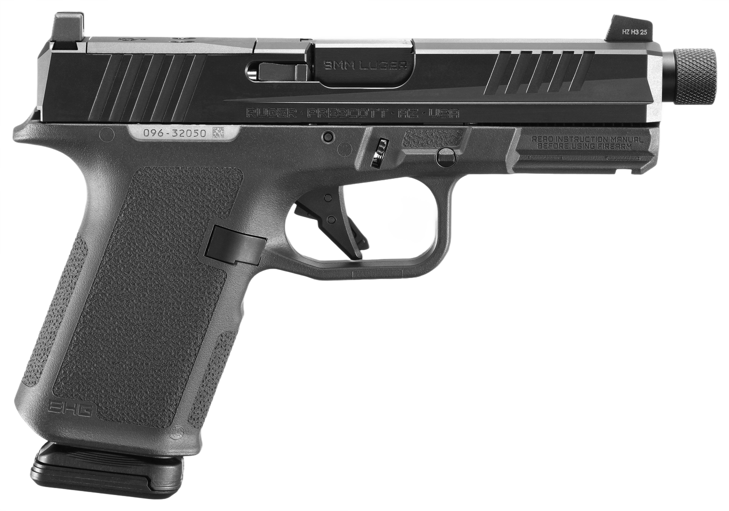 Ruger RXM Semi-Auto Pistol 19446 , 9mm, 4.5", Magpul EHG Black Frame, Black FNC Nitride Slide, Optics Ready, Threaded, 15 Rd