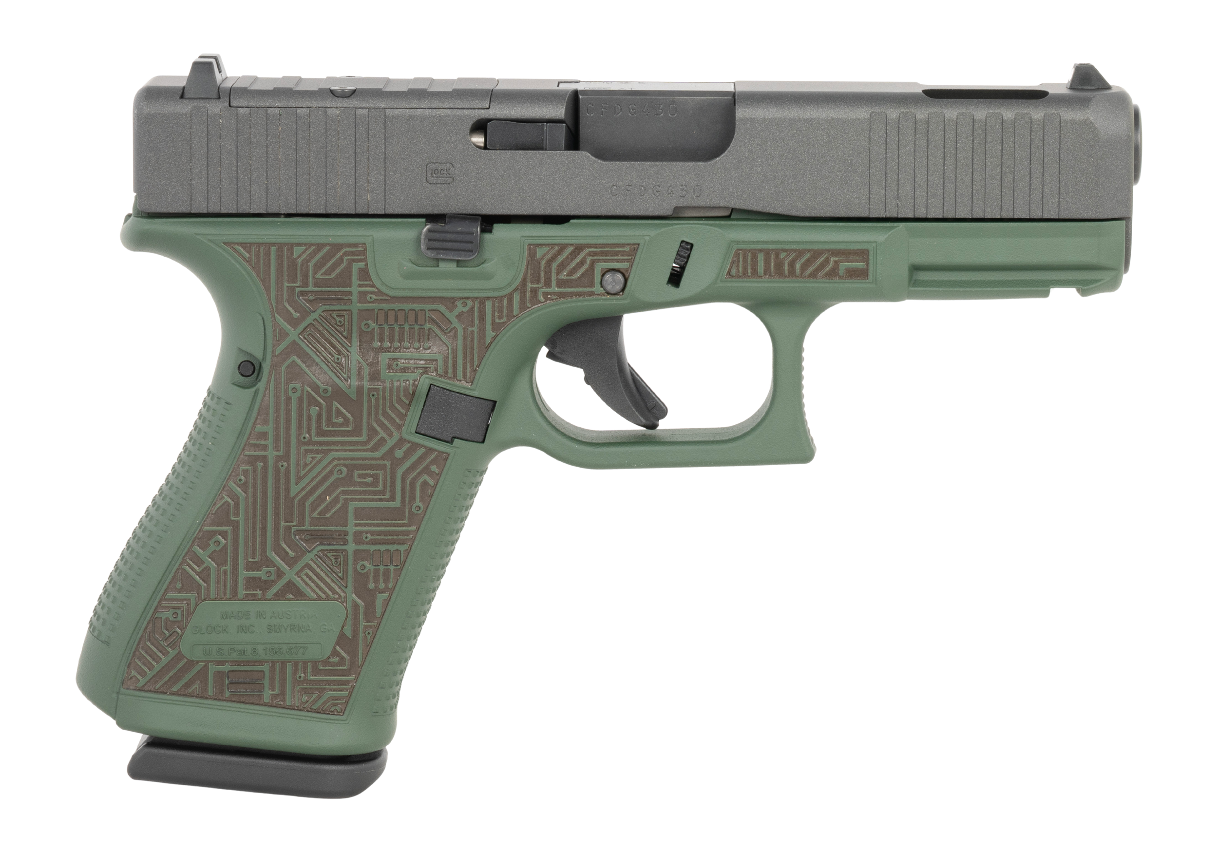 Glock 19 Gen5 MOS Circuit Board Pistol UA195S204NCIRB, 9mm, 4.02 in, Custom Polymer Grip, Fixed Sights w/RMR Footprint, Ported Slide/Barrel, 15 Rds