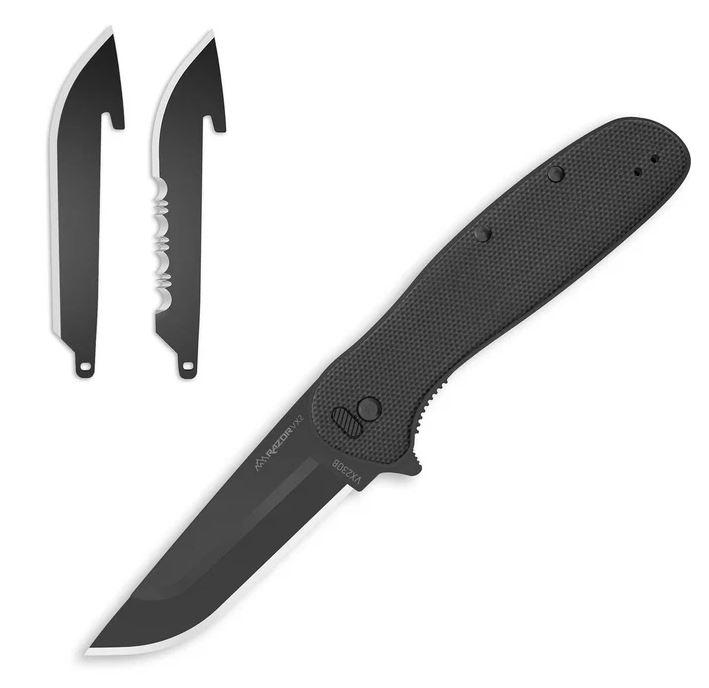 Outdoor Edge Razor VX 2 | BLACK G10 3.0" Replaceable Blade | Spring Assisted | Every Day Carry Knife
