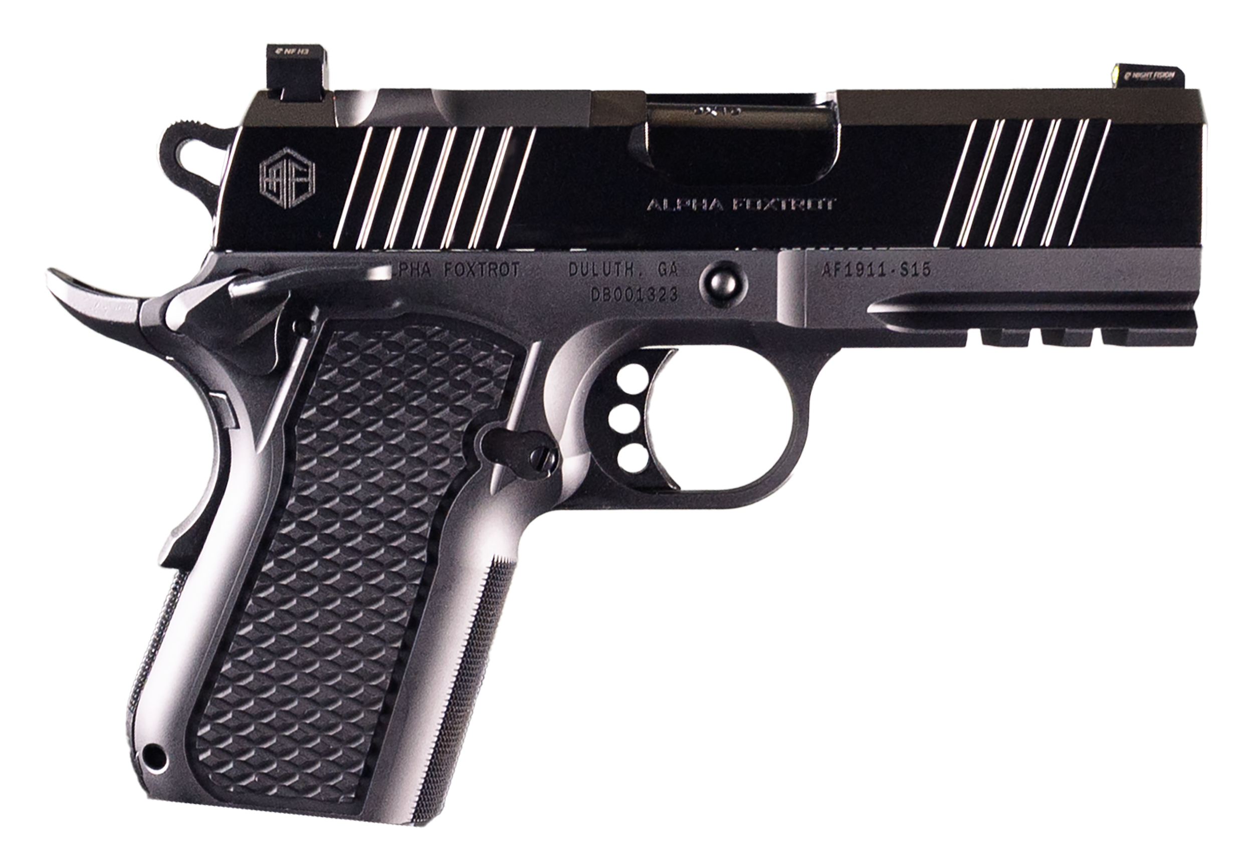 Alpha Foxtrot AF1911 S15 Optic Ready Pistol AA35X1QMD-PDBK15, 9mm, 3.50in, Polished DLC Finish, 15 Rds
