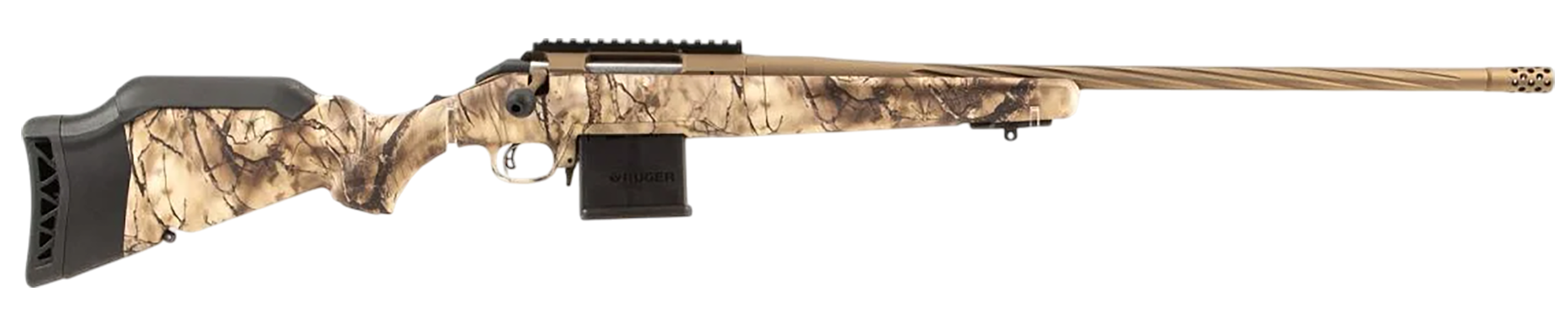 Ruger American II Rifle 46990, 204 Ruger, 22", GoWild Camo Synthetic Stock, Burnt Bronze Cerakote, 10 Rds