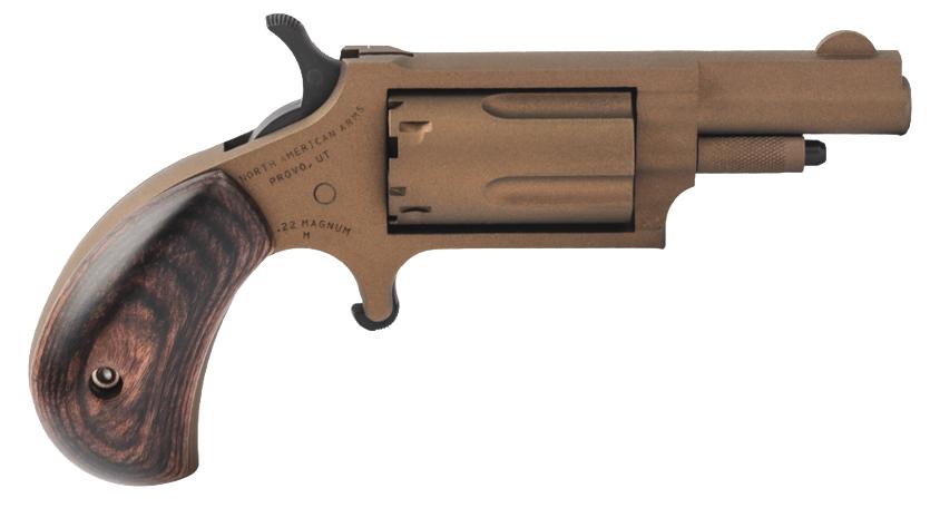 North American Bootlegger Mini-Revolver 22MBB, 22 Magnum (WMR), 1 5/8", Rosewood Grip, Burnt Bronze Finish, 5 Rd