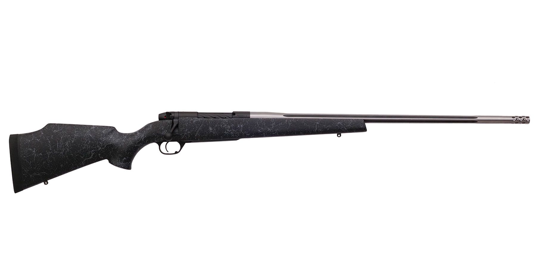 Weatherby Mark V Accumark Rifle MAM01N338WR6B, 338 Weatherby RPM, 24", Black Fiberglass Monte Carlo Stock, 4 Rds