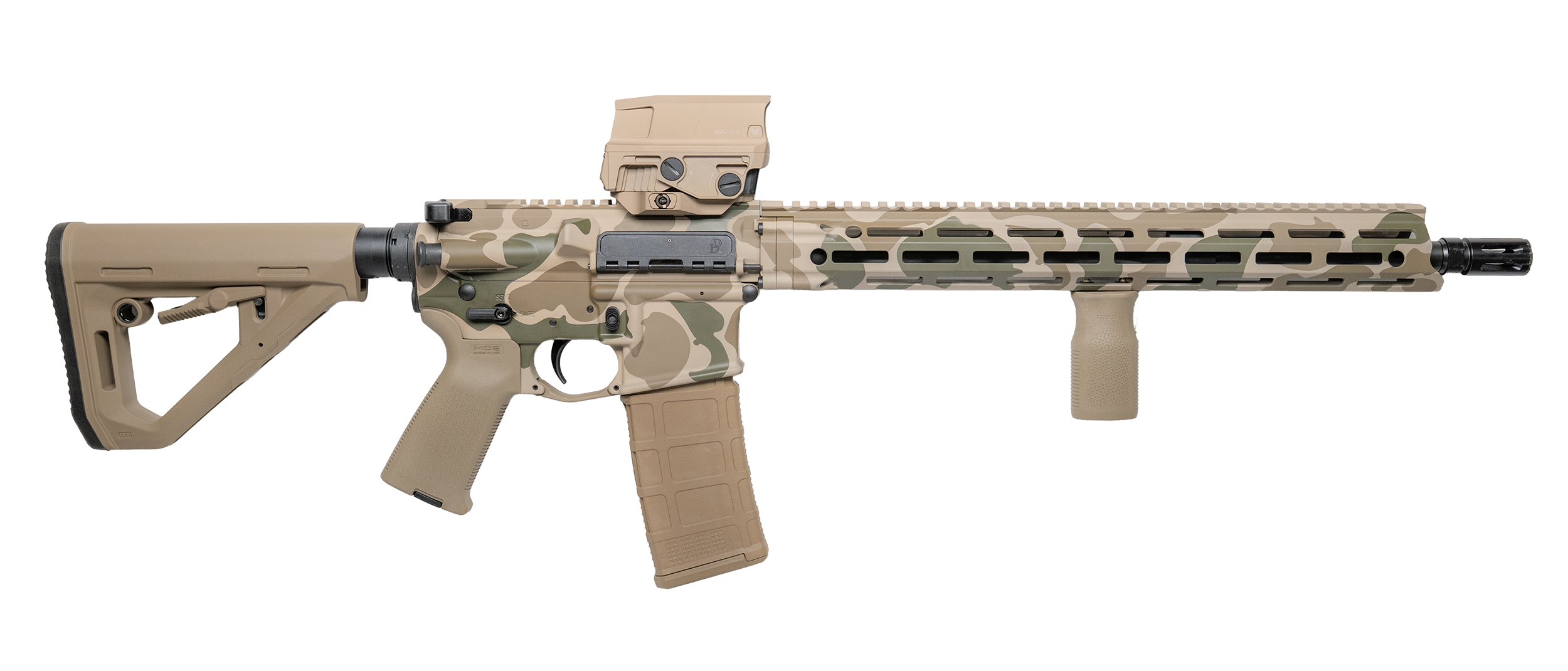 Custom & Collectible Daniel Defense DDM4 V7 Rifle CNCDDDCV7, 5.56 NATO, 16", w/Vortex AMG UH-1, Duck Camo Cerakote, 30 Rds