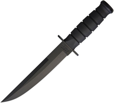 KA-BAR 1266 Modified Tanto Fixed Blade Knife - 8" Black 1095 Cro-Van Blade, Black Kraton G Handles, Black GFN Sheath