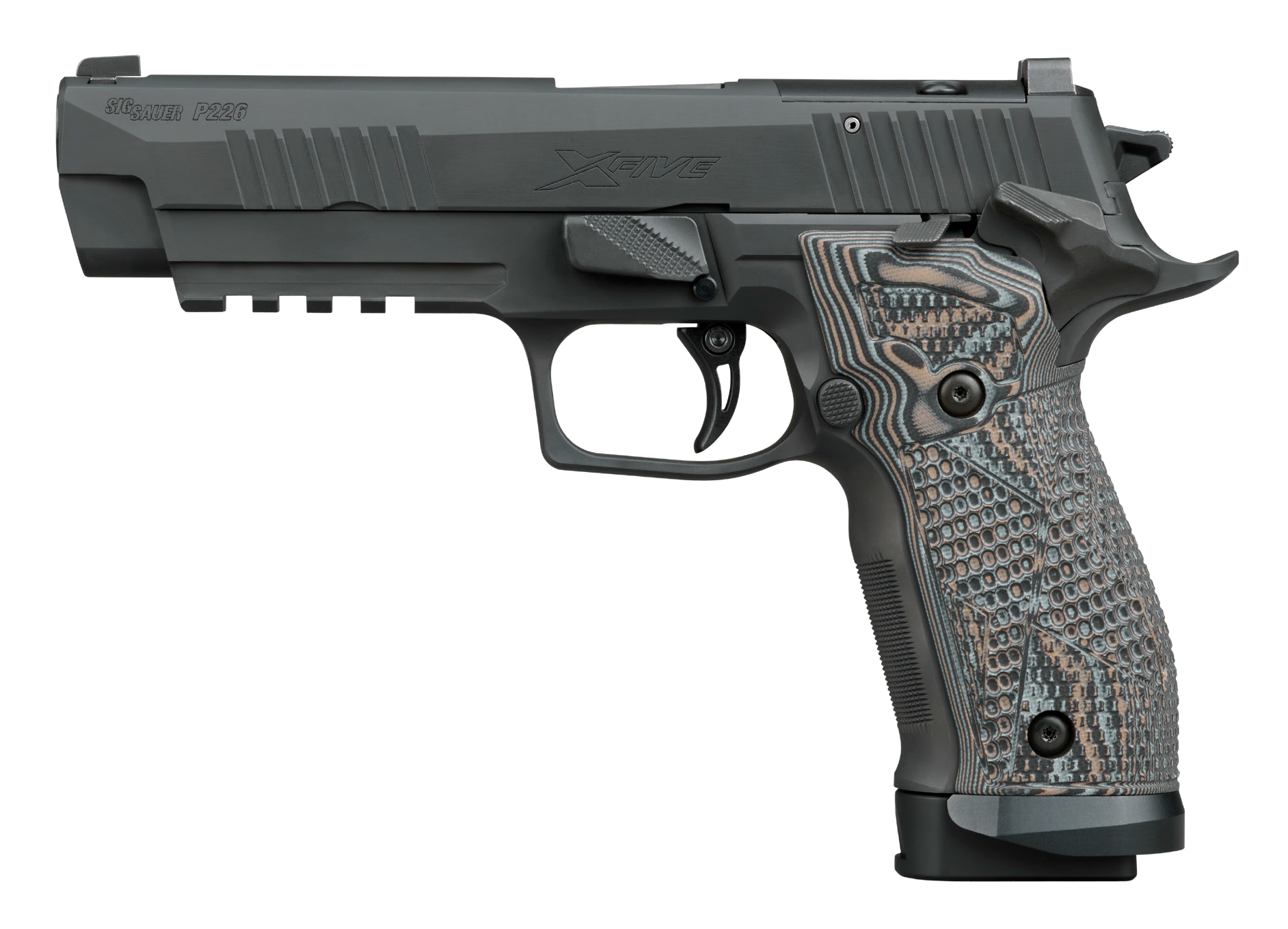 Sigarms P226 XFive Extreme Optic Ready Pistol 226X59XTMSAO, 9mm, 5in, Hogue G10 Piranha Grips, Black Nitron Finish, 10 Rds