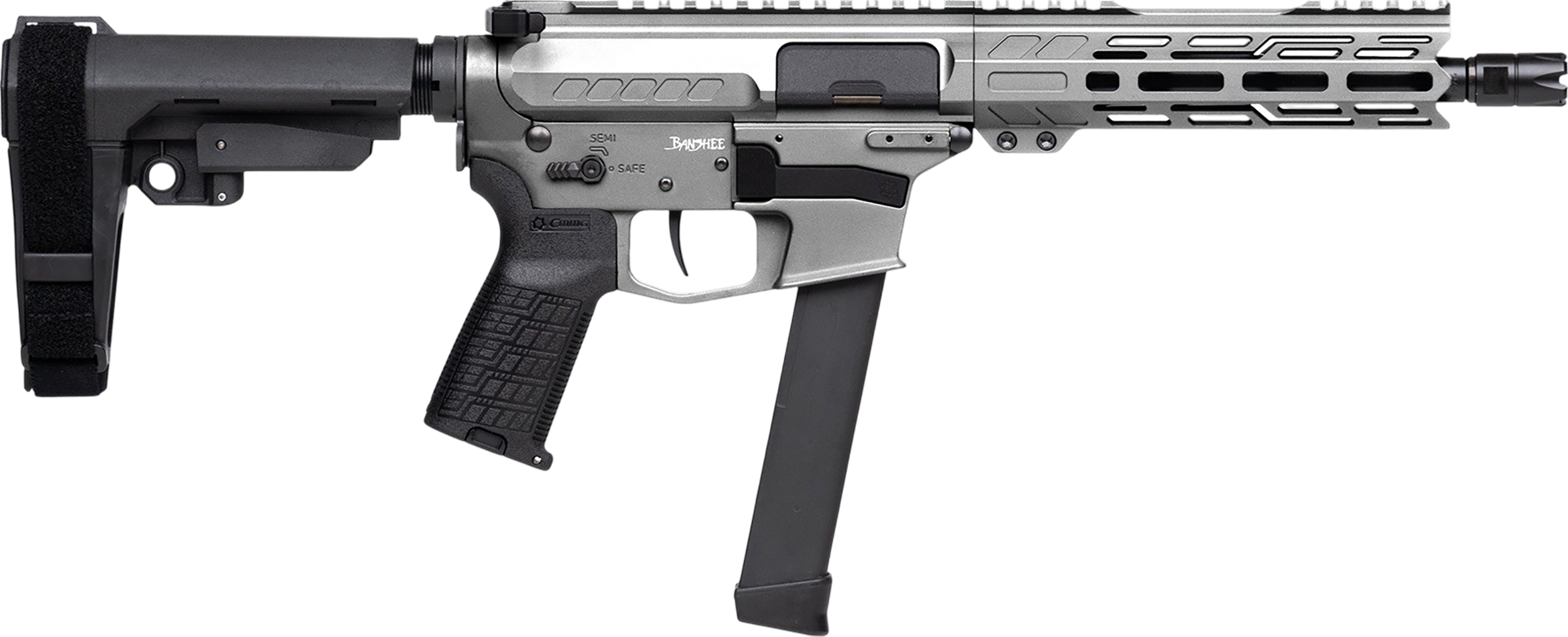 CMMG MKGs Banshee Pistol 99A520F-TNG , 9mm, 8", CMMG RIPBRACE, Tungsten Finish, 33 Rds