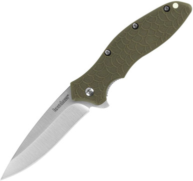 Kershaw Oso Sweet 3.1" 4Cr14 Satin Plain Blade Olive Green GFN Handle Assisted Flipper Knife - 1830OL