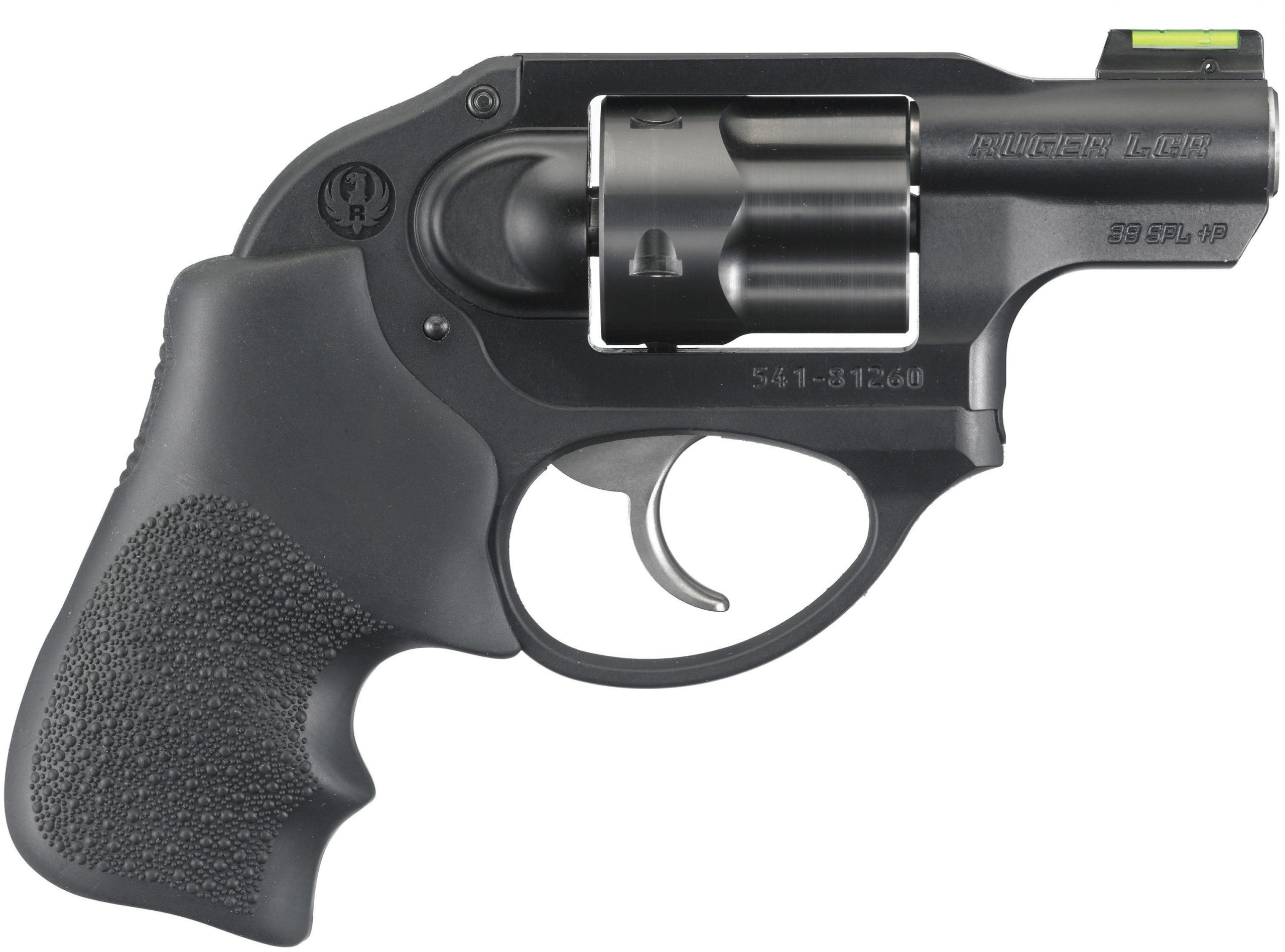 Ruger LCR Lightweight Compact Revolver 05418, 38 Special, 1.87 in, Hogue Grip, Matte Black Finish, Green Fiber Optic Sight, 5 Rd