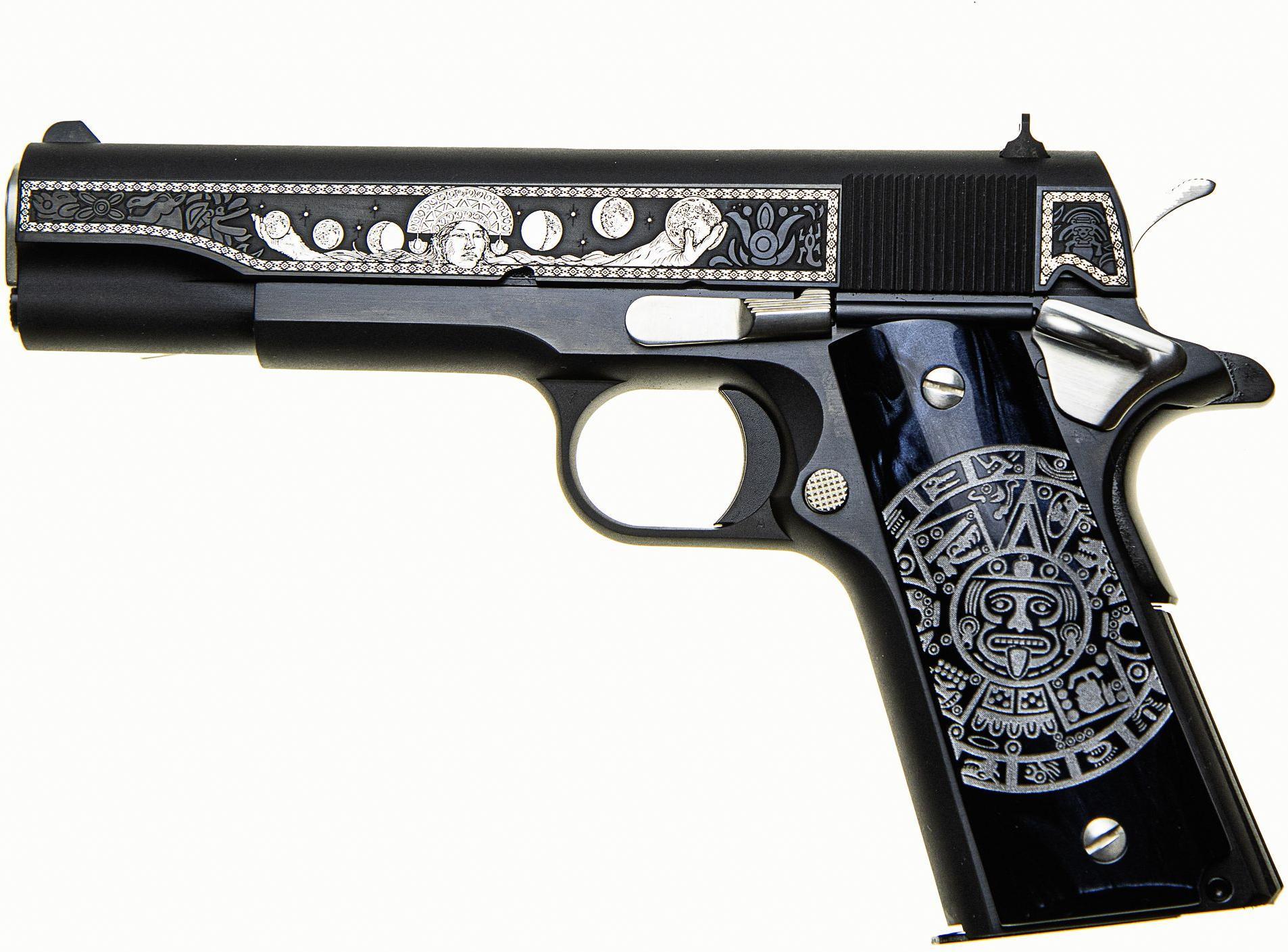 Colt Government Pistol 1911C-38-MQM, 38 Super, 5in, Solar Flare Kirinite Sun Dial Grips, 9 Rds