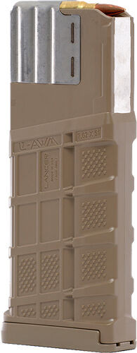 Lancer L7 Gen 2 Advanced Warfighter 762NATO Magazine - 308 Winchester/7.62 NATO/6.5 Creedmoor, 25 Rounds, Fits AR10 Rifles, Opaque Flat Dark Earth