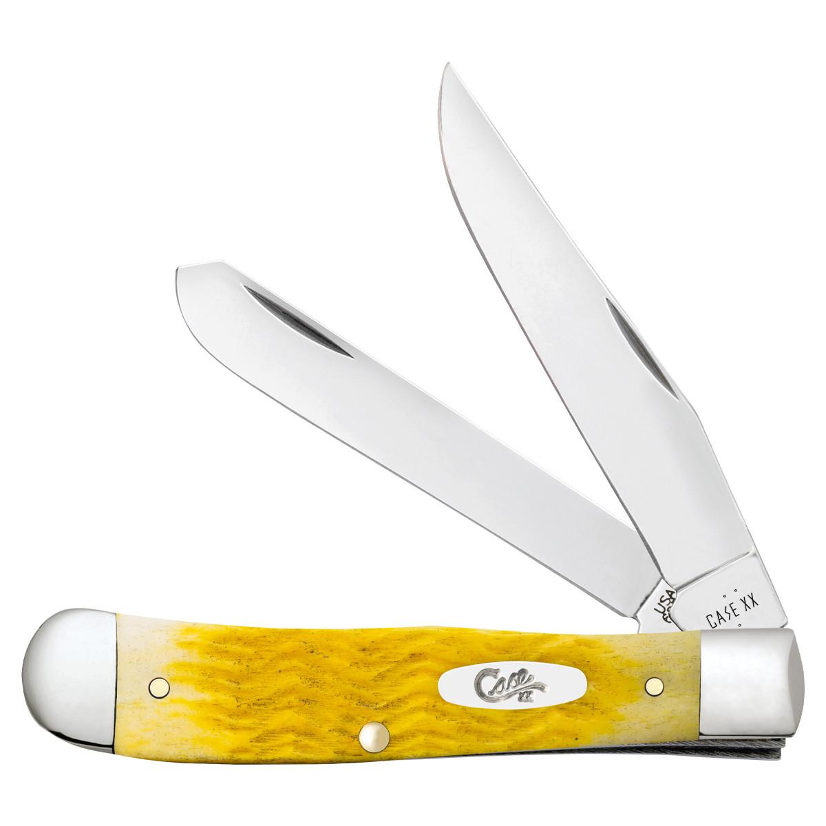 Case Platts Jigged Yellow Bone Trapper Pocket Knife (75310)