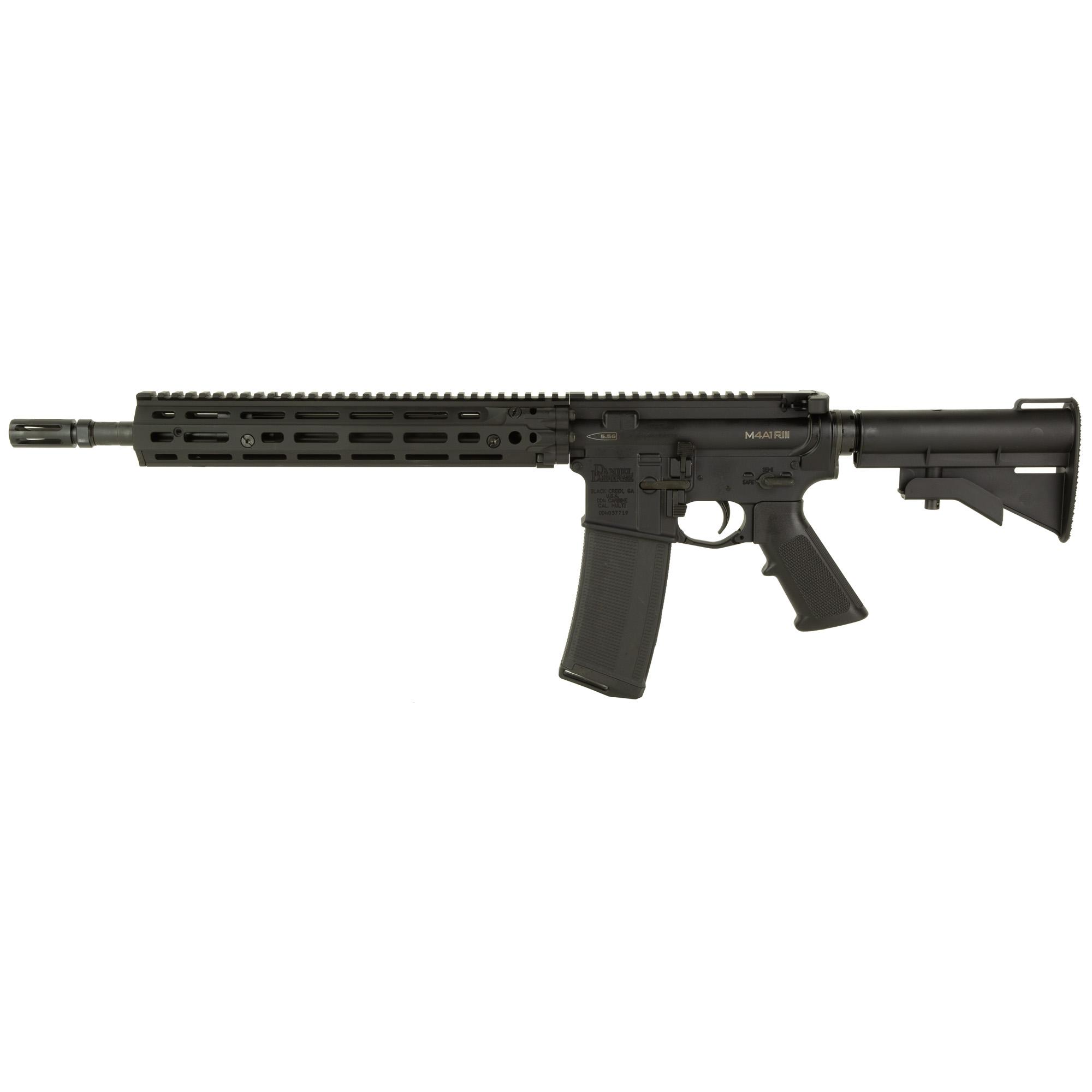 Daniel Defense M4A1 Semi-Auto Rifle WEBGB-M4A1, 5.56 NATO, 14.5" (w/Pinned Flash Hider), CAR 15 Stock, Black RIS III Rail, 32 Rds