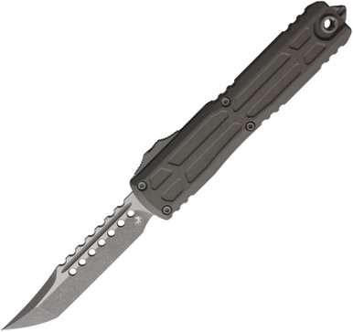 Microtech 1119EX-10APNCS Ultratech Gen III ZBP OTF - 3.5" Bohler M390MK Hellhound Apocalyptic Finish Blade, Natural Clear Aluminum Handles