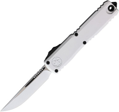 Microtech 11214-1STD Ultratech Gen IV Strom Trooper Special Edition - 3.55" Bohler M390MK Drop Point Blade, White Aluminum Handles