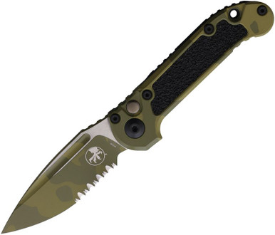 Microtech Auto LUDT Gen III Button Lock 3.4" M390MK Bazooka Camo Blade Tan Aluminum - 1135-2BOCS-Z4