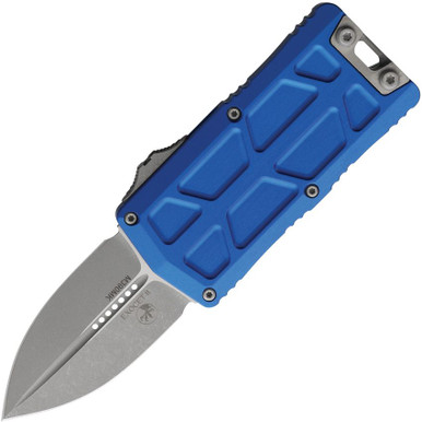 Microtech Exocet II OTF Auto Knife 2.375" M390MK Apocalyptic Dagger Blade Blue Handle Money Clip - 1157-10APBL