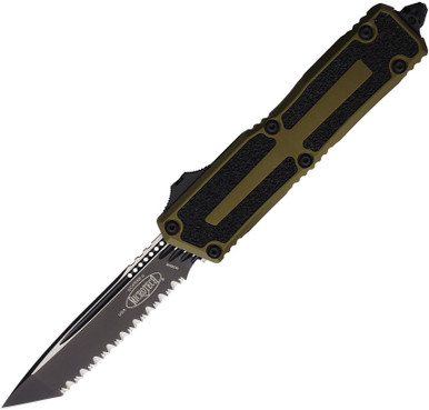 Microtech Scarab II Gen III Tanto OTF Knife OD Green Two-Tone Serrated