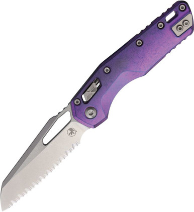 Microtech 210-12MS6 MSI Ram-Lok Purple | Marfione Select Manual Folder with Purple Titanium Handle & Double Blast Vapor Accents