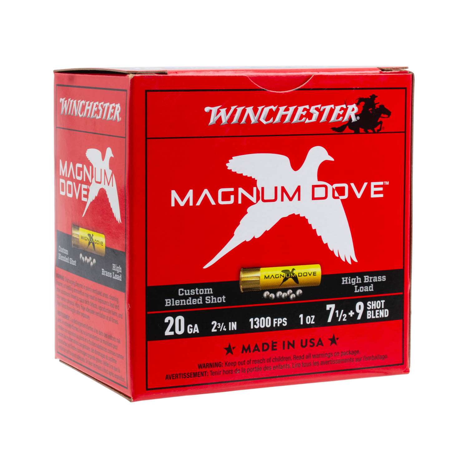 Winchester Magnum Dove 20ga. 2-3/4" 1oz. #7.5 & #9 Shot Ammunition, 25 Round Box