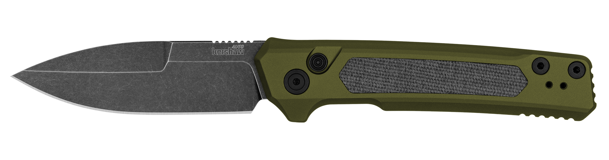 Kershaw Launch 22 Automatic Folding Knife, Plain Blackwash Blade, Green Handle (7205)