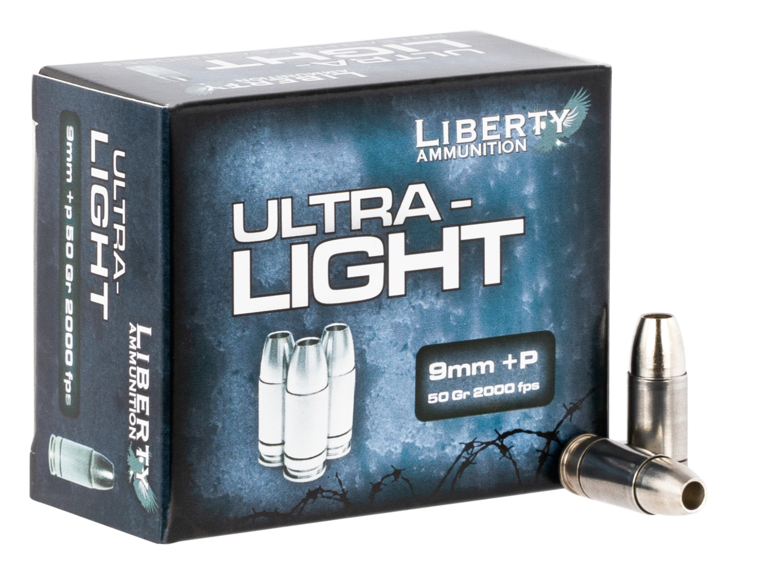 Liberty Ammunition Ultra-Light Protection Pistol Ammunition LAUL9052, 9mm Luger, Lead Free Fragmenting Hollow Point, 50GR, 2040fps, 20 Rd/bx