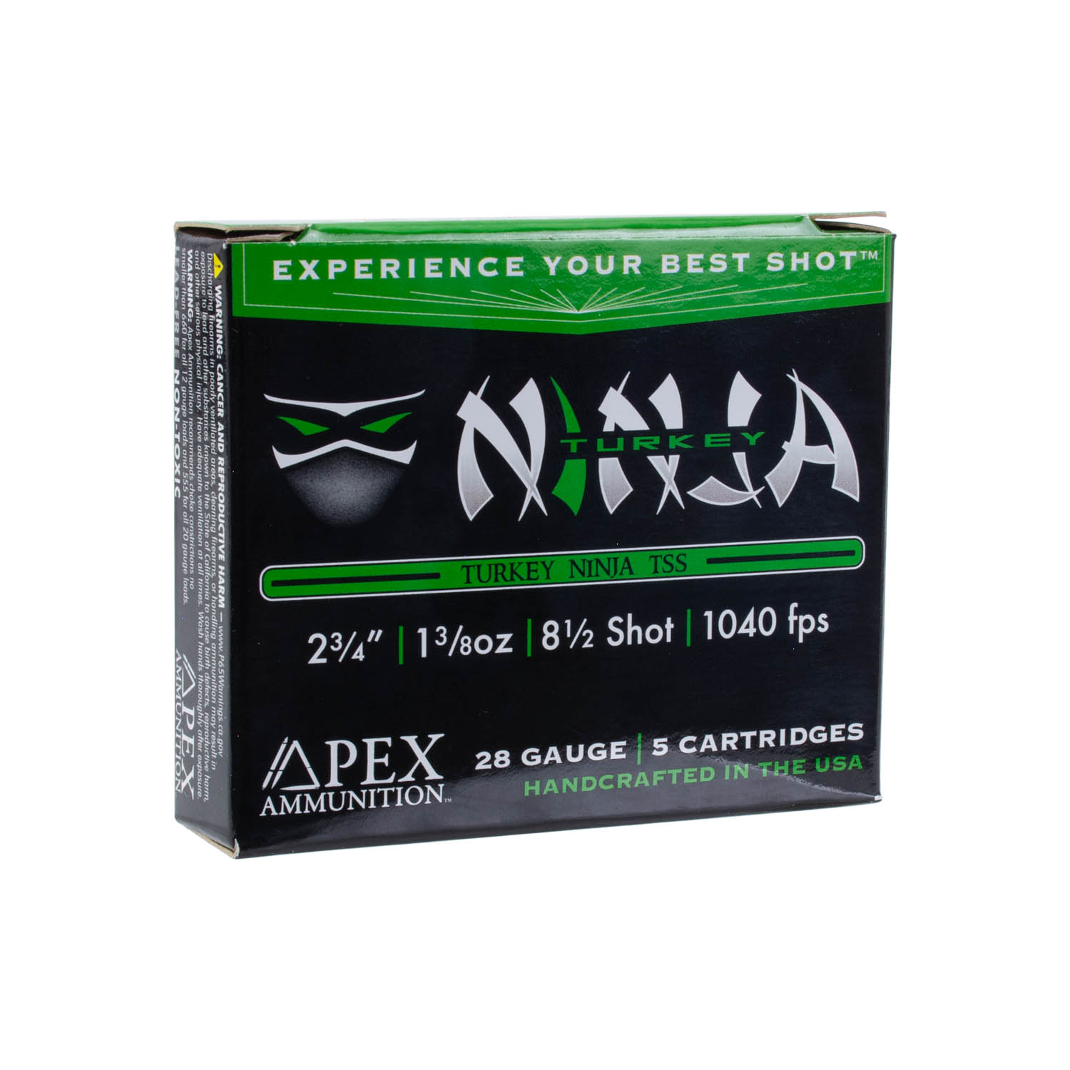 Apex Ammunition Turkey Ninja Tungsten Super Shot, 28ga. 2-3/4" 1-3/8oz. #8.5 Shot, 5 Round Box