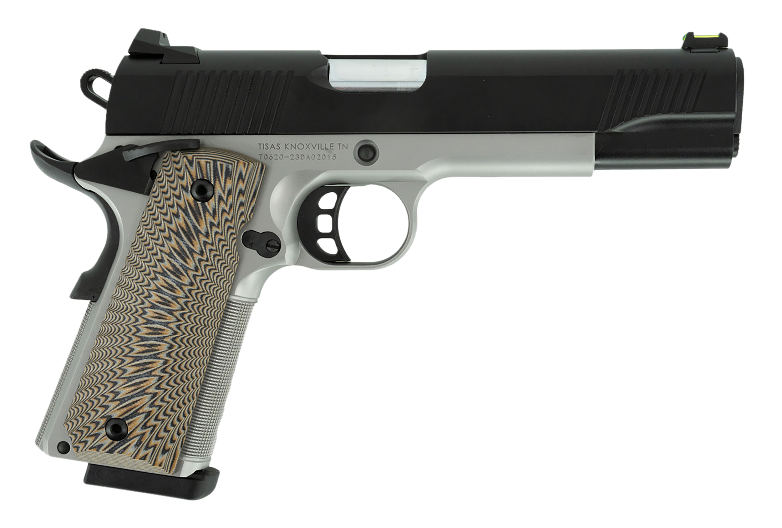 Tisas 1911 D10 FO Pistol 10100803, 10mm, 5in, Tan/black G10, Stainless Steel Finish, 8 Rds