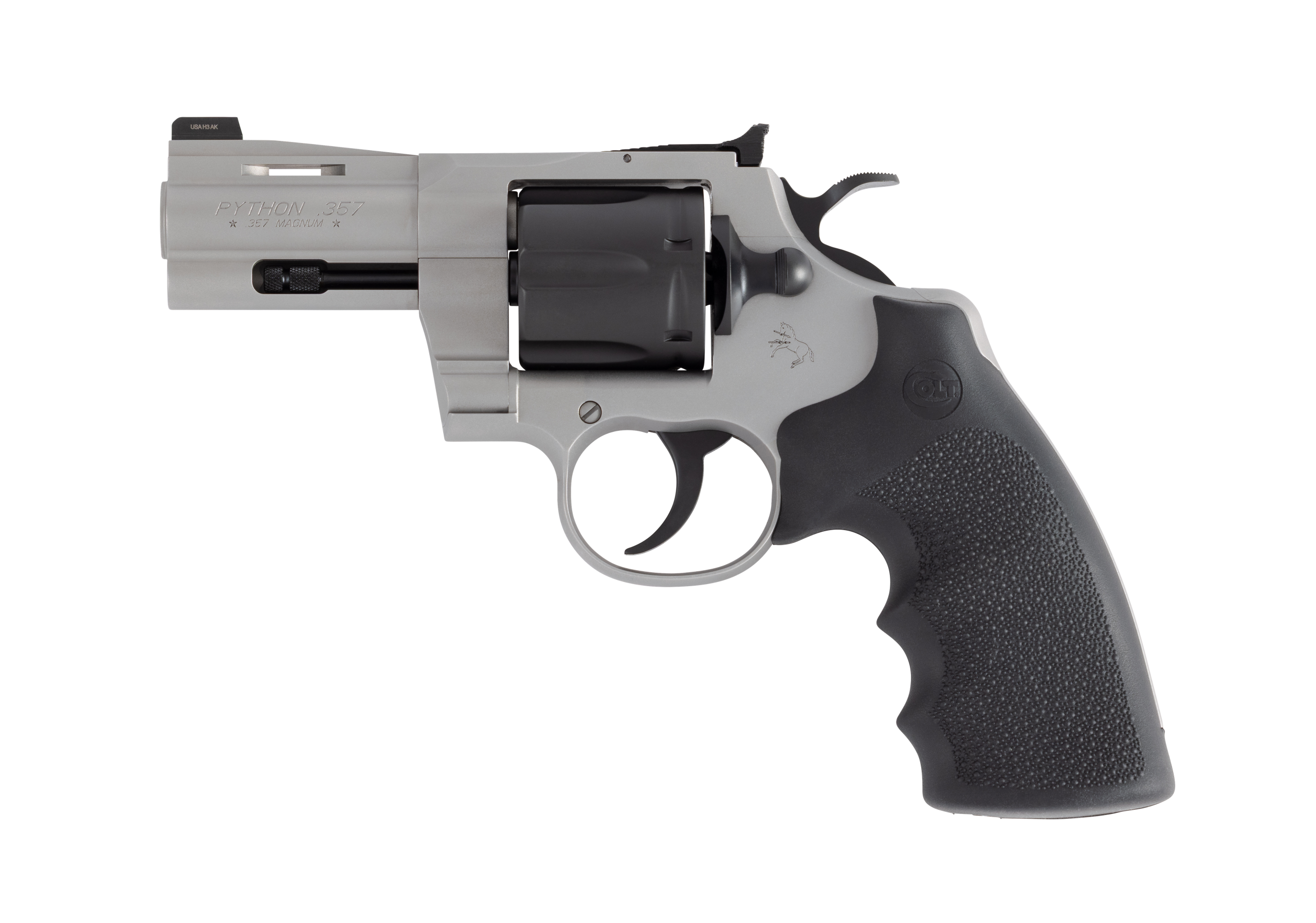 Colt Python Revolver PYTHON-TTM3NS, 357 Magnum | 38 Special, 3in, Black Hogue Grips, 6 Rds
