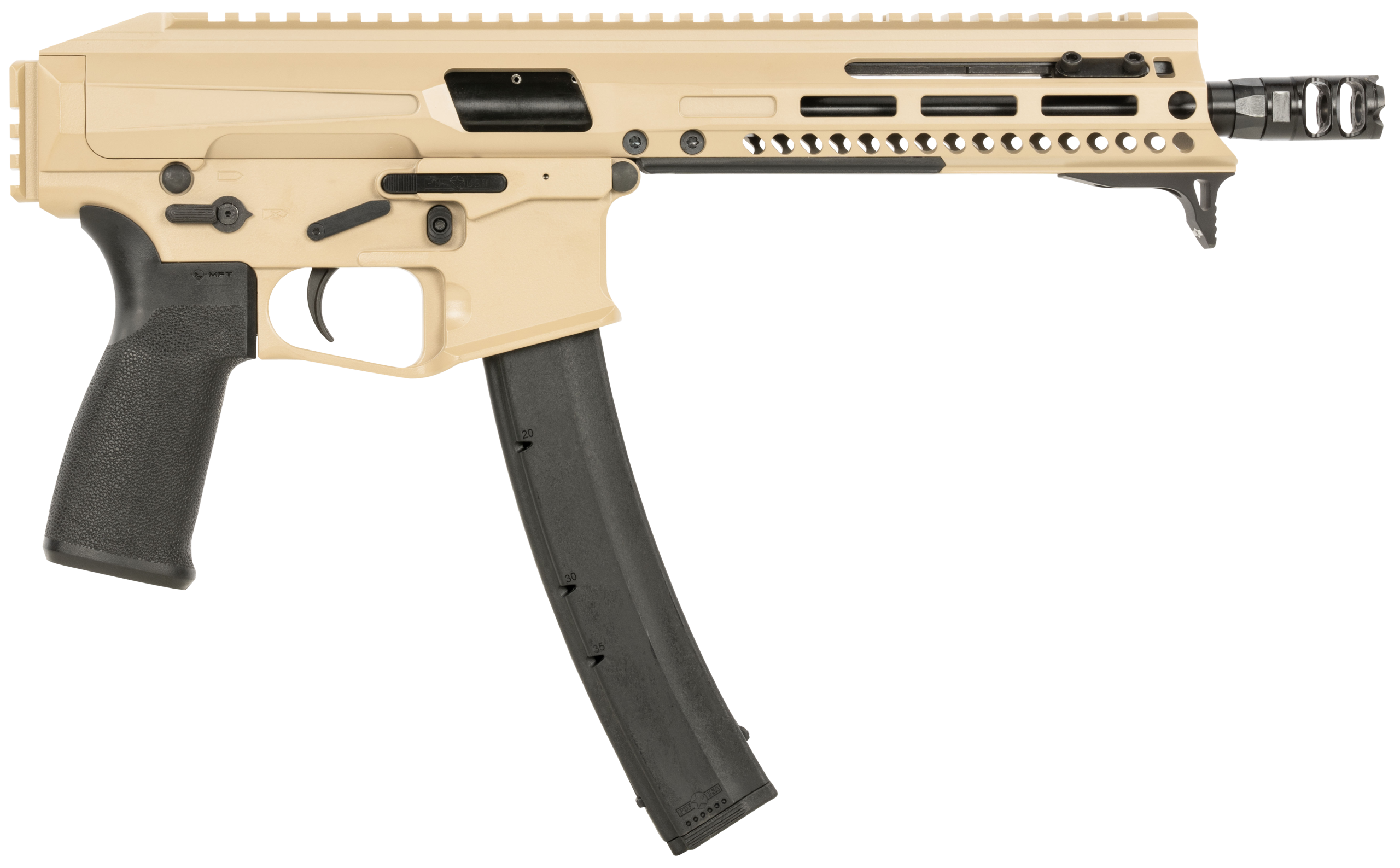 Patriot Ordnance Factory Phoenix Pistol 01926, 9mm, 8in, Synthetic Stock Mission First Tactical Blade, 35 Rds
