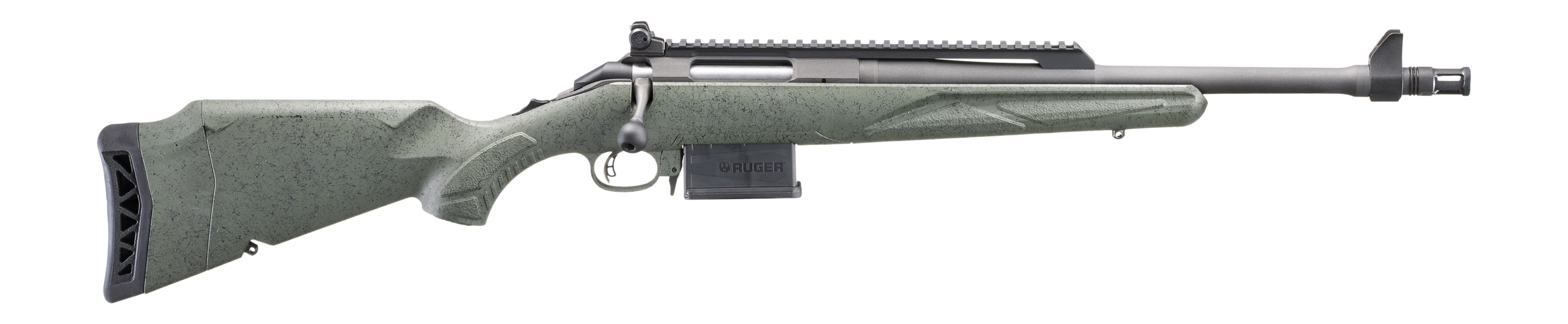 Ruger American Scout Gen II Rifle 46967, 308 Win, 16.1", Leaf Green Splatter Stock, Cobalt Cerakote, 5 Rd