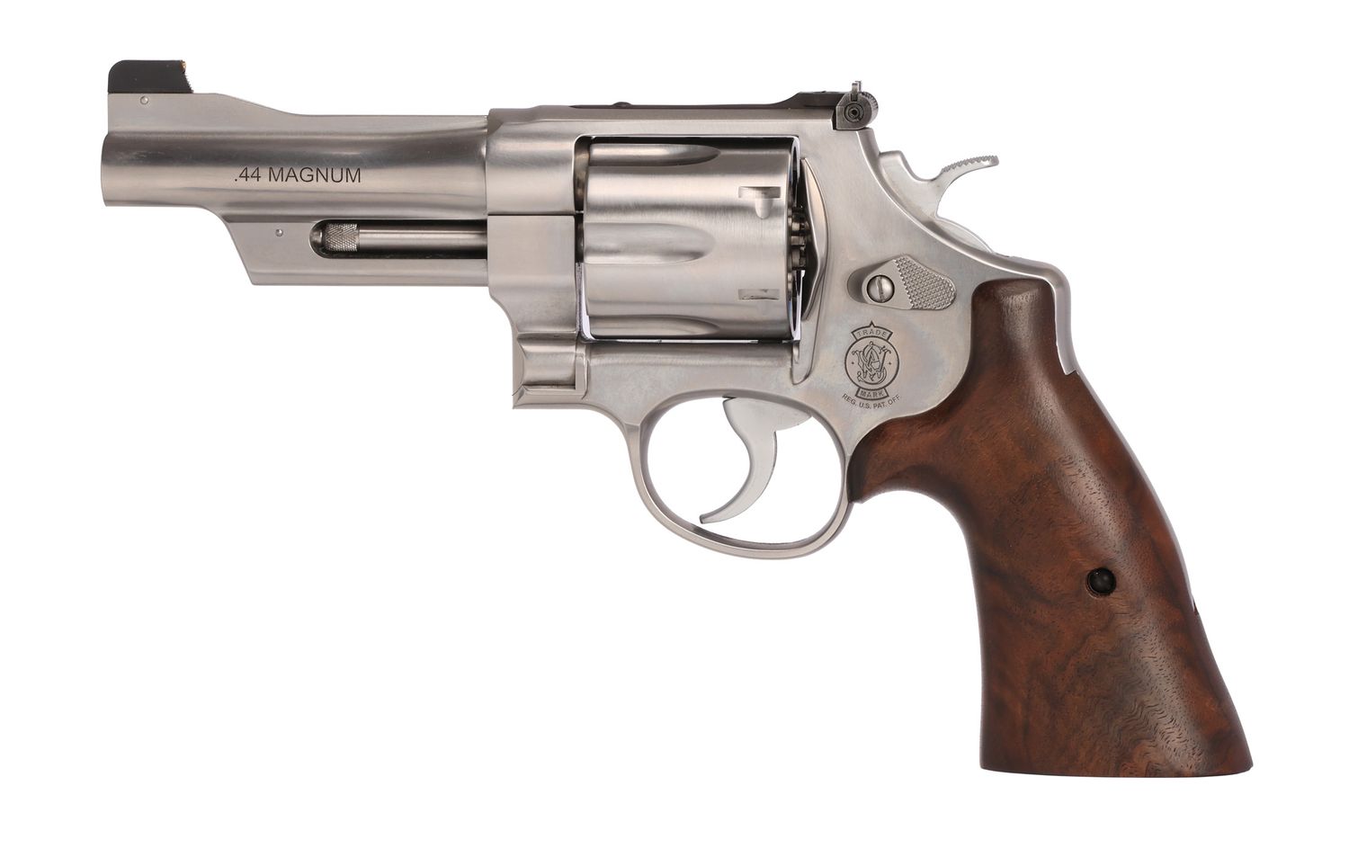 Smith & Wesson 629 Mountain Gun Revolver 14041, 44 Mag/44 SPL, 4", Bear Hug Wood Grips, Brushed Stainless Finish, Gold Bead Front Sight, 6 Rd