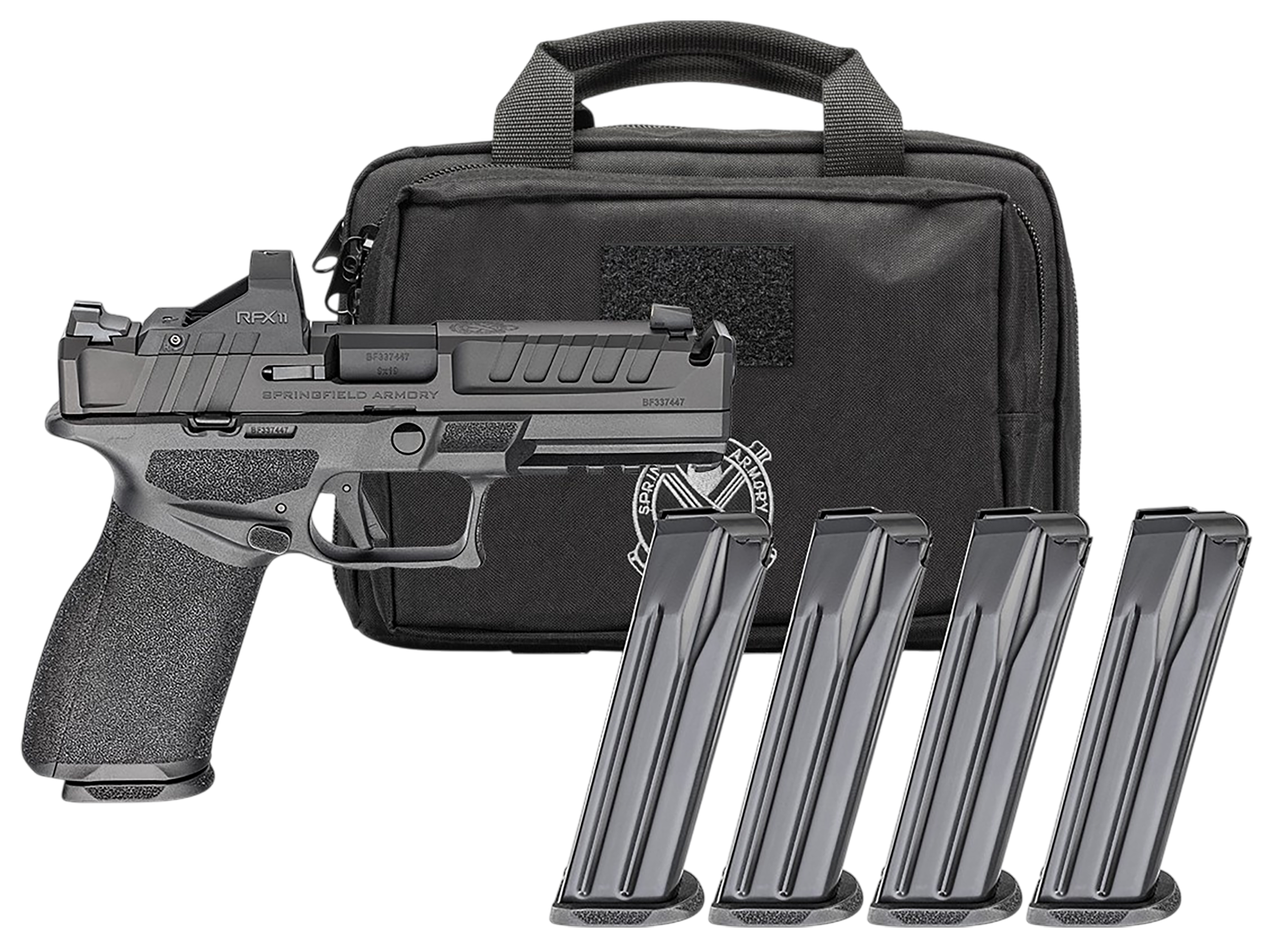 Springfield Echelon Comp Gear Pac Optic Ready Pistol EC9459BLCCOMPPAC, 9mm, 4.50in, Textured Grips, Black Finish, 10 Rds