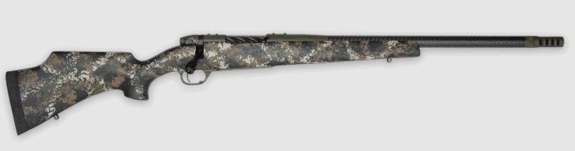Weatherby Mark V Carbon Compact MCC01N22CMR0B, 22 Creedmoor, 18", Hand-laid, Monte Carlo fiberglass stock, Black with Brown, Green and White sponge Accents, 3+1 Rds