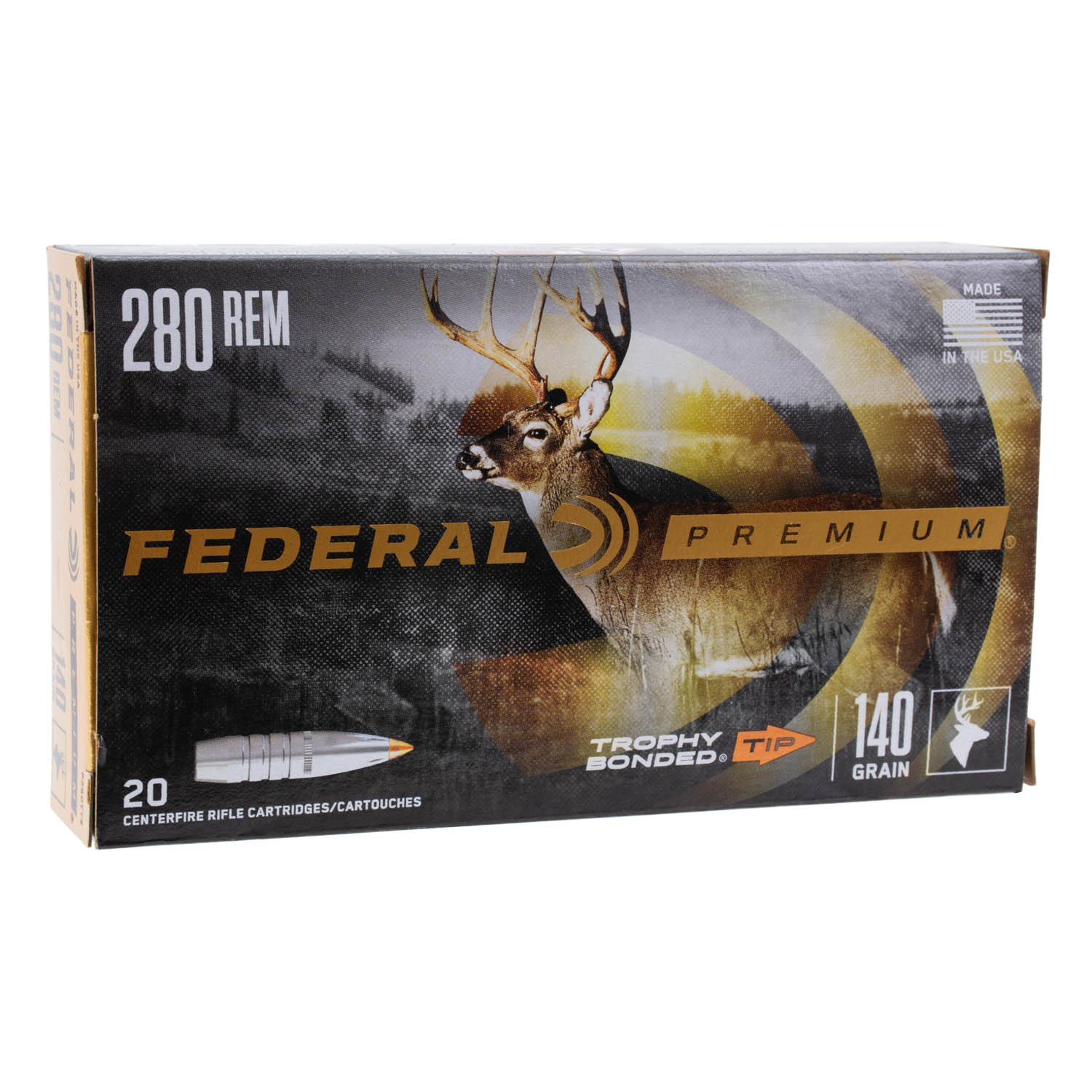Federal Premium 280 Rem 140gr. Trophy Bonded Tip Ammunition, 20 Round Box