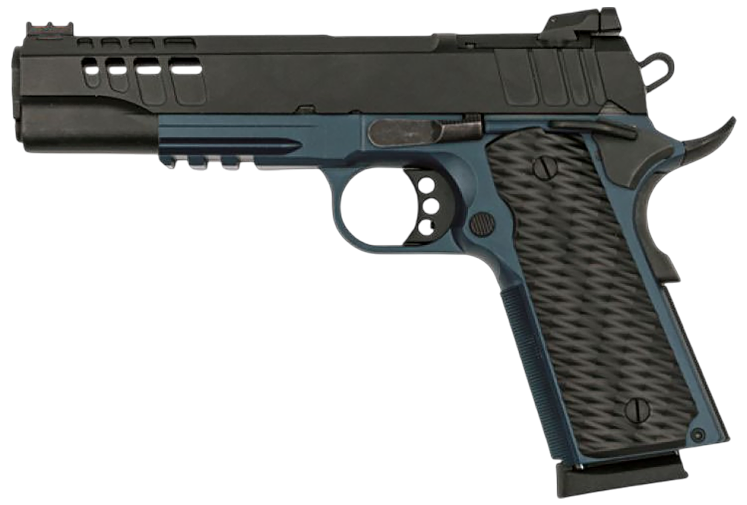 Great Lakes 1911 Government Optic Ready Pistol GL191145FSSBLU, 45 ACP, 5in, Black Textured Aluminum Grips, Blue Titanium Cerakote Finish, 8 Rds