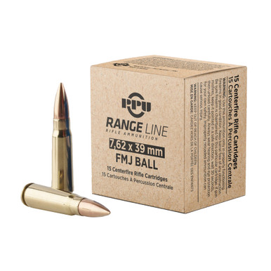 Prvi Partizan PPR739 Range Line 7.62x39mm Ammo 123 Grain Full Metal Jacket (FMJ) - 15 Round Box