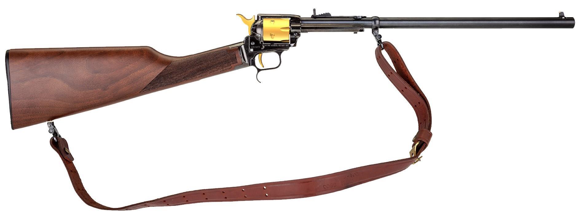 Heritage Rough Rider Rancher Carbine Revolver BR226B16HSGLD, 22LR, 16.125in, Walnut Stocks Grips, 6 Rds