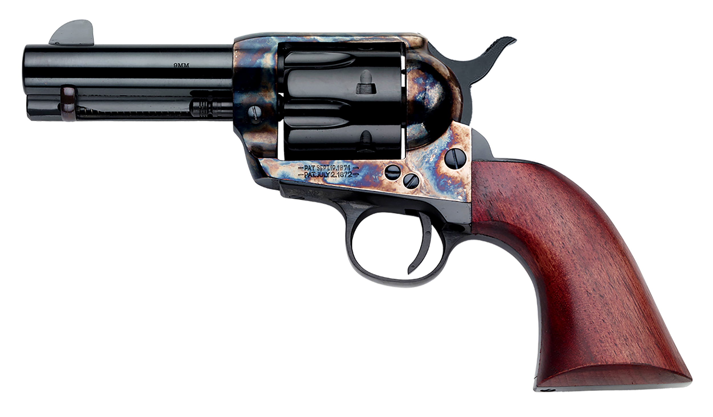 Pietta Martial Single Action Revolver SA733024ML, 9mm Luger, 3.50in, Walnut