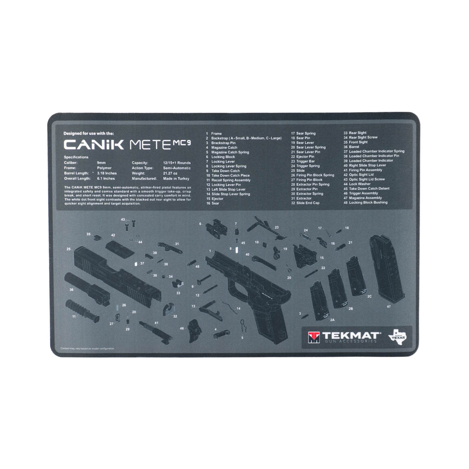TekMat Canik MC9 11"x17" Gun Cleaning Mat